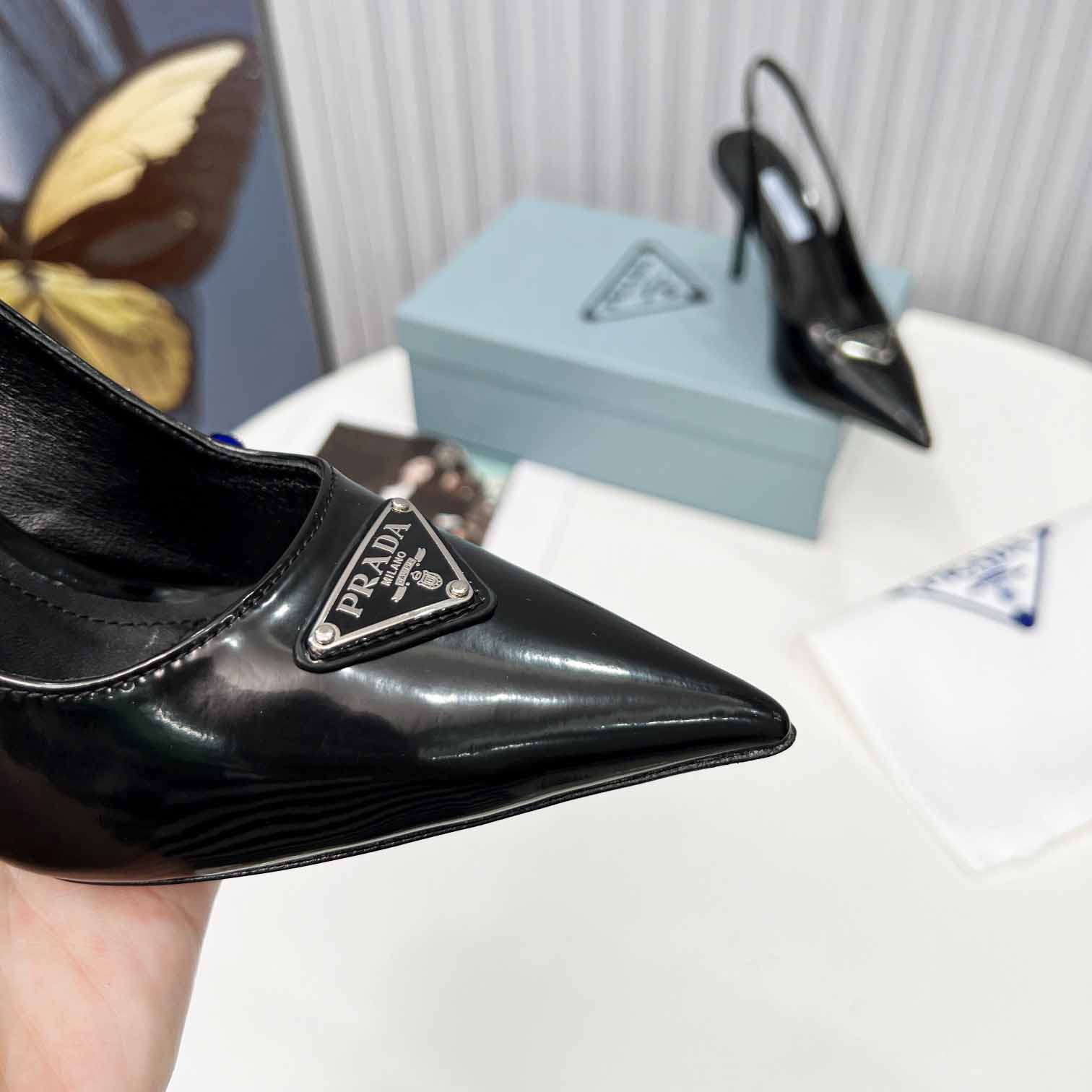 Prada Brushed Leather Slingback Pumps - DopestKickz