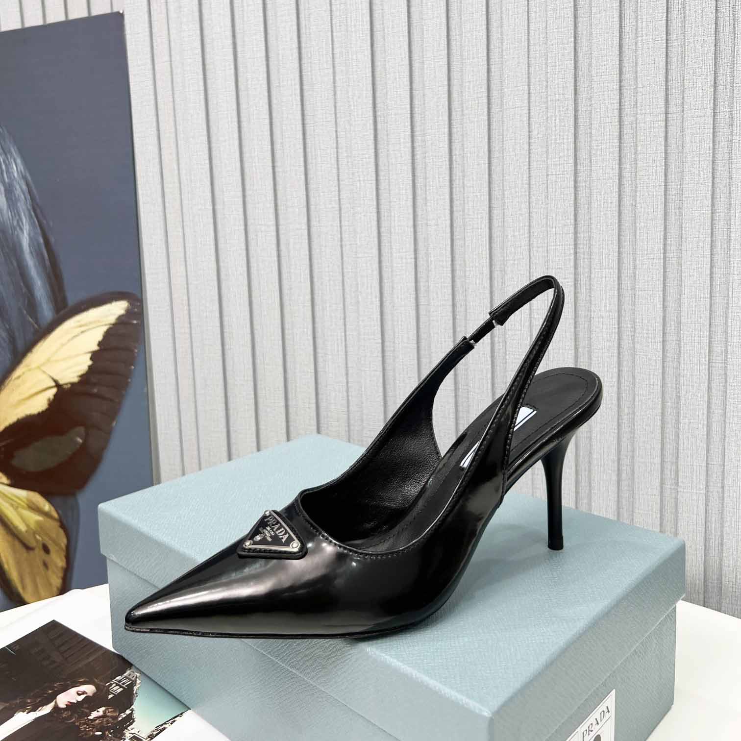 Prada Brushed Leather Slingback Pumps - DopestKickz