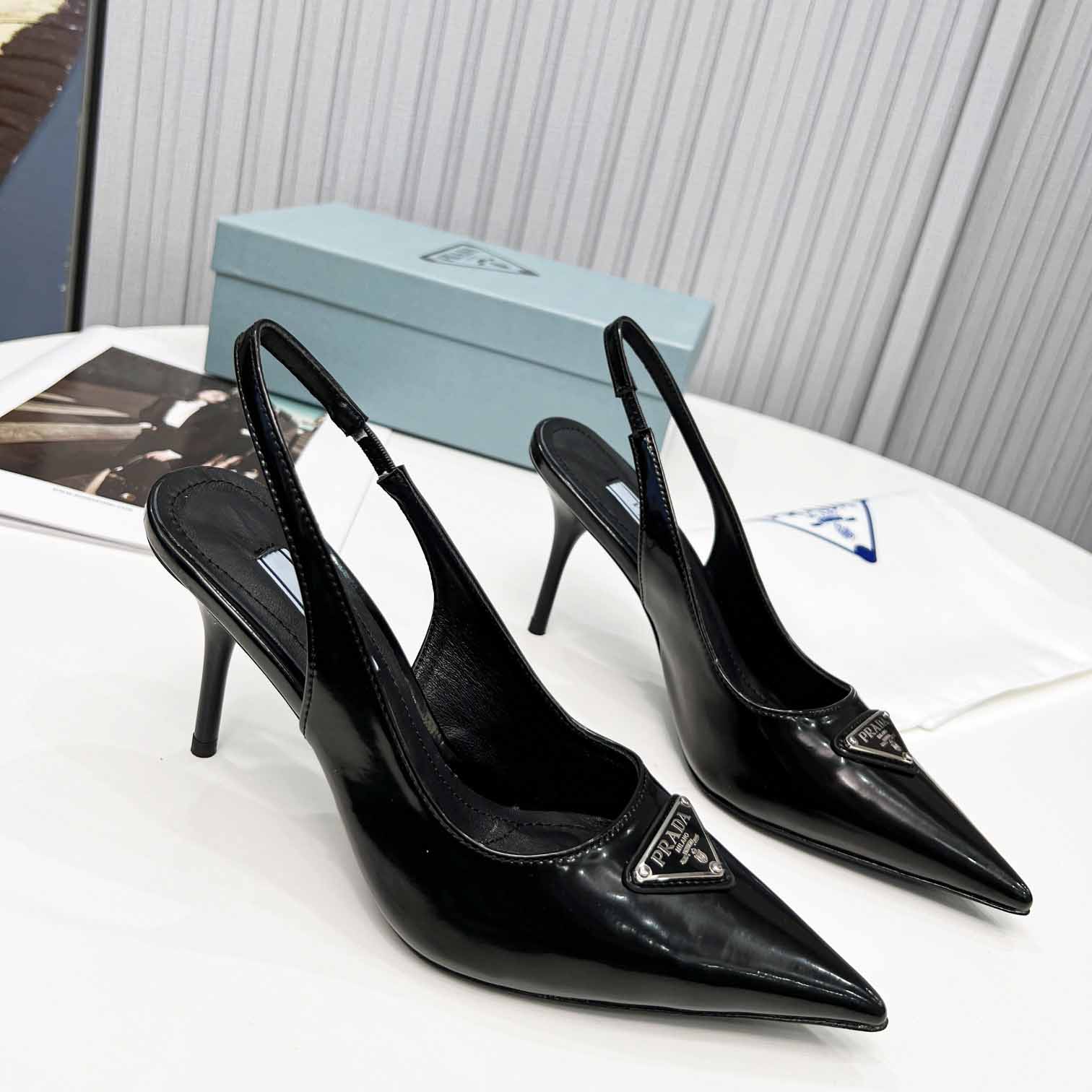 Prada Brushed Leather Slingback Pumps - DopestKickz
