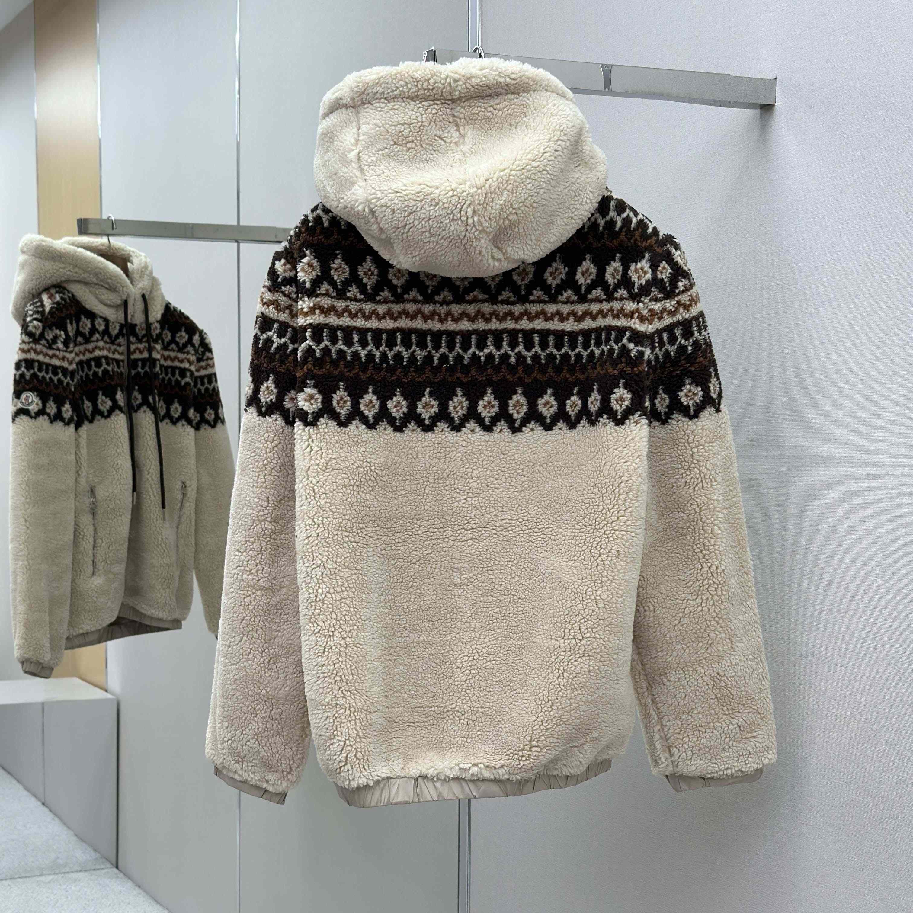 Moncler Geometric Jacquard Wool Blend Hoodie - DopestKickz