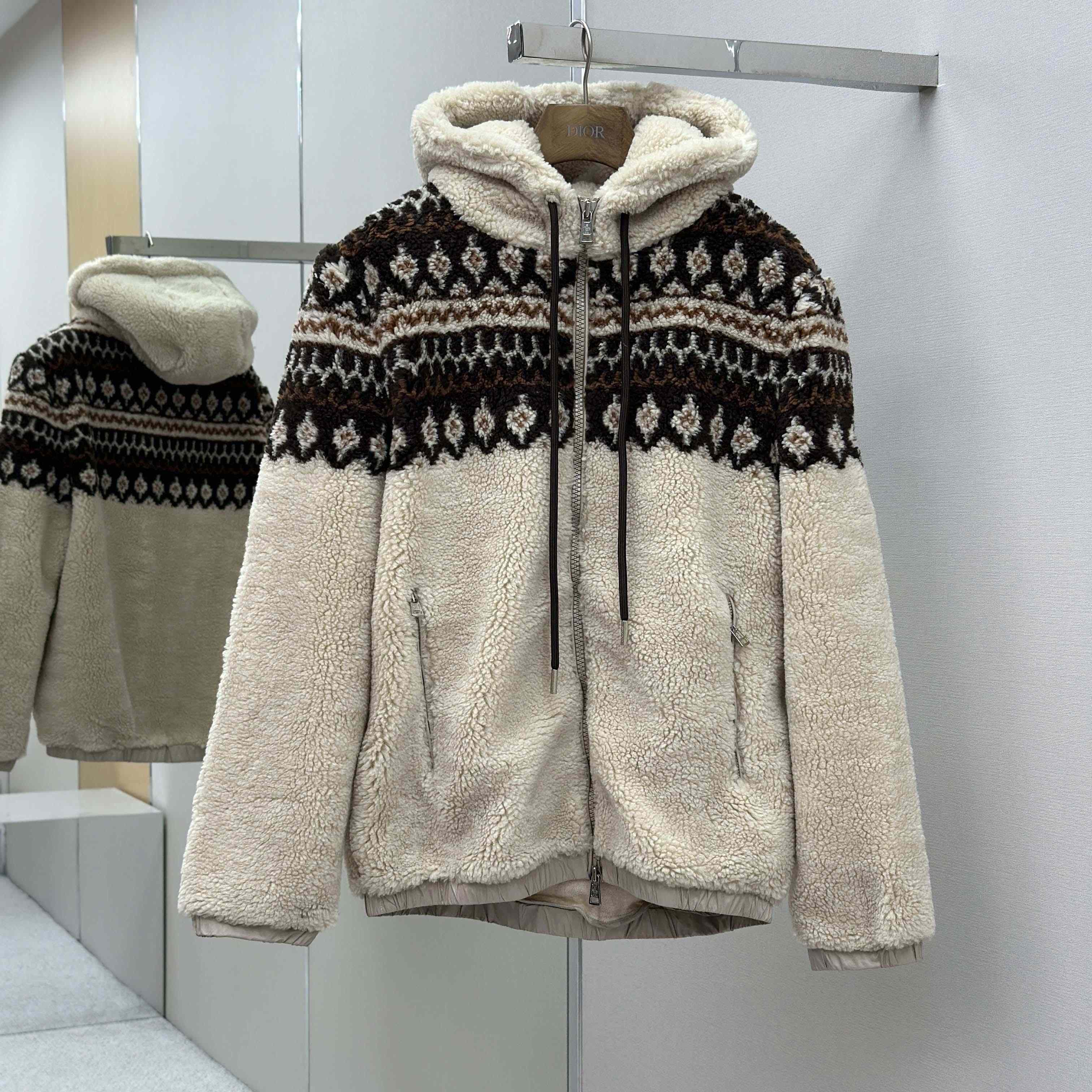 Moncler Geometric Jacquard Wool Blend Hoodie - DopestKickz