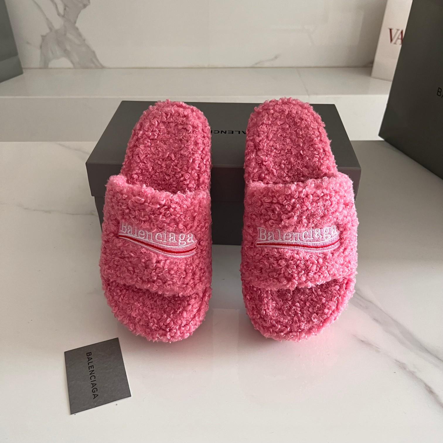 Balenciaga Furry Slide Sandals - DopestKickz