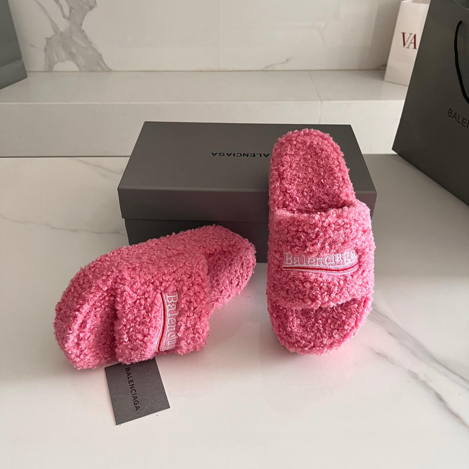 Balenciaga Furry Slide Sandals - DopestKickz
