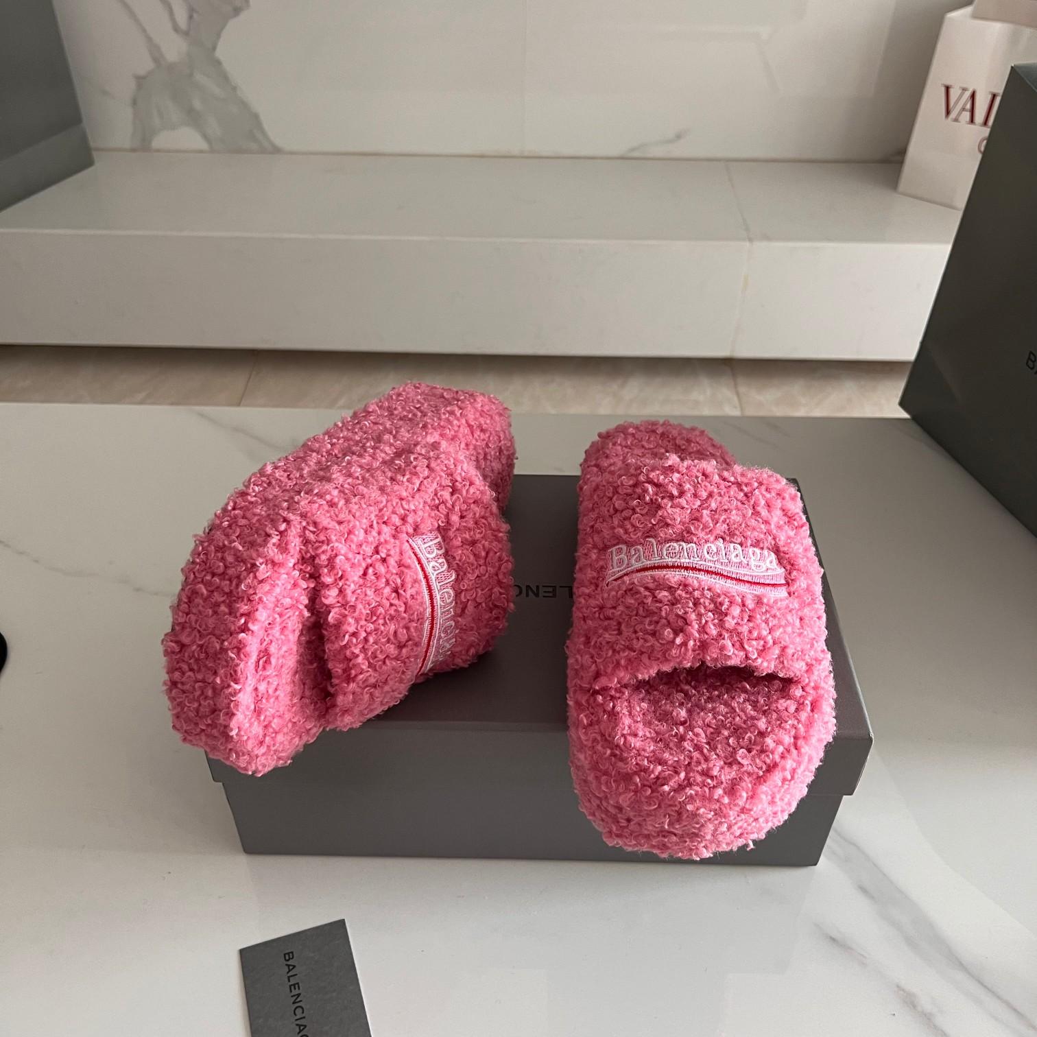 Balenciaga Furry Slide Sandals - DopestKickz