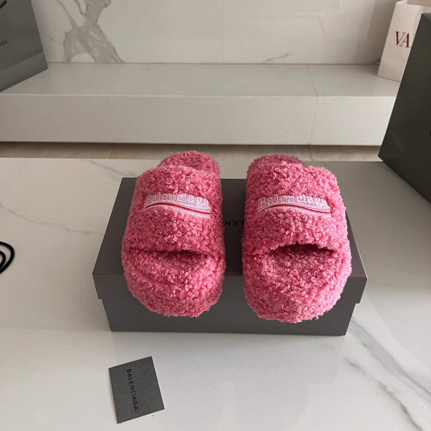 Balenciaga Furry Slide Sandals - DopestKickz