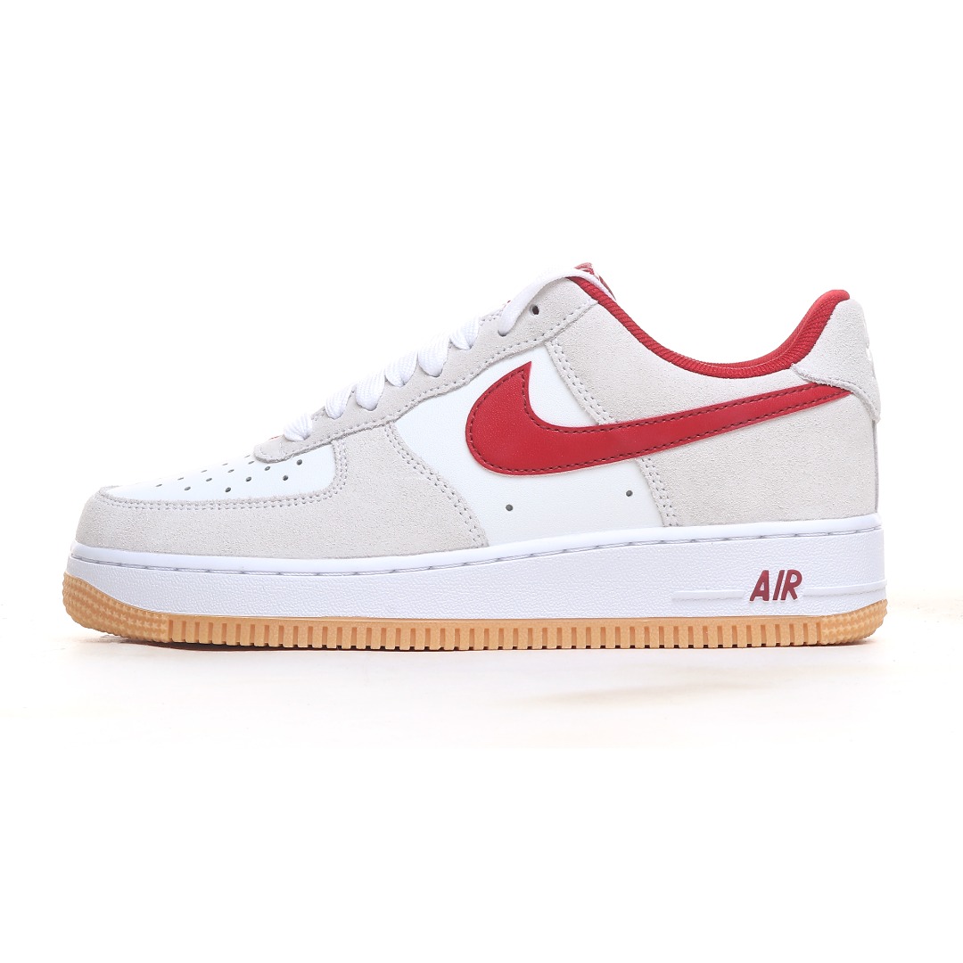 Nike Air Force 1 ’07 Low “White Grey Red Swoosh” IB6388-101 - DopestKickz