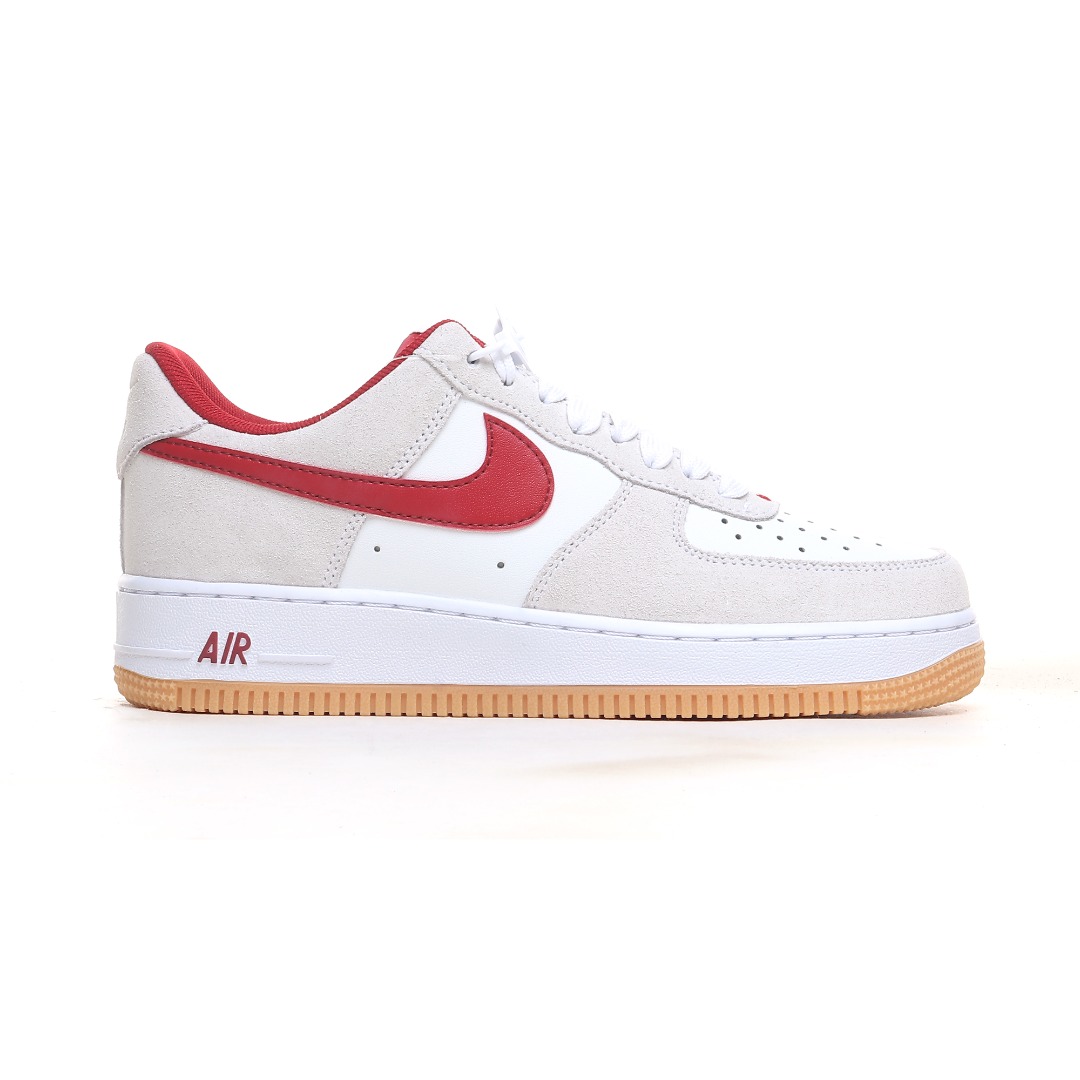 Nike Air Force 1 ’07 Low “White Grey Red Swoosh” IB6388-101 - DopestKickz