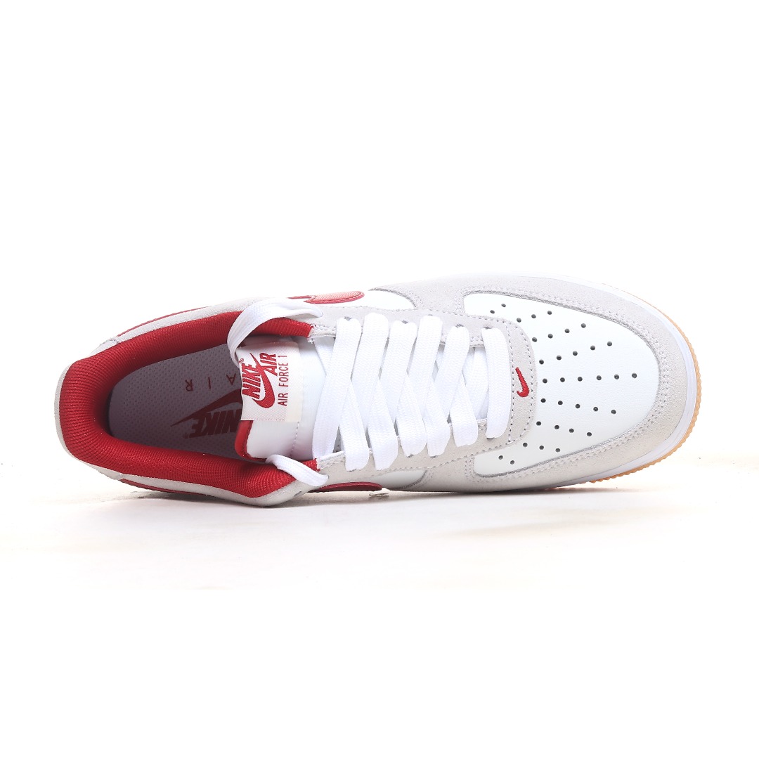 Nike Air Force 1 ’07 Low “White Grey Red Swoosh” IB6388-101 - DopestKickz
