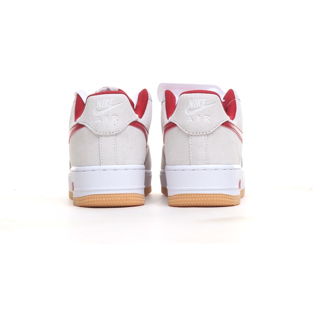 Nike Air Force 1 ’07 Low “White Grey Red Swoosh” IB6388-101 - DopestKickz