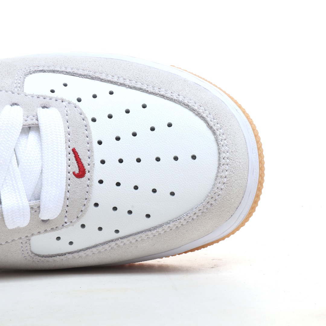 Nike Air Force 1 ’07 Low “White Grey Red Swoosh” IB6388-101 - DopestKickz