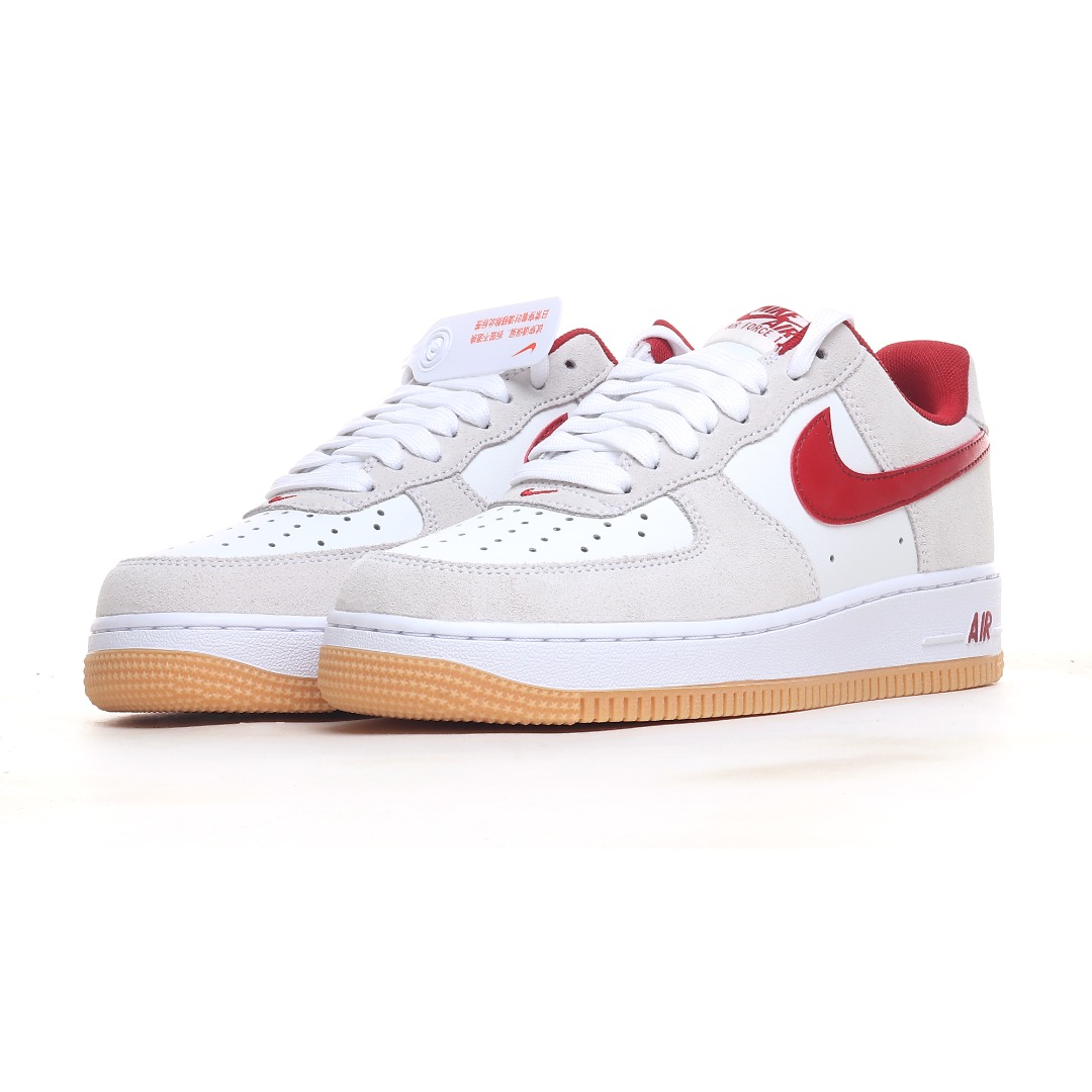 Nike Air Force 1 ’07 Low “White Grey Red Swoosh” IB6388-101 - DopestKickz