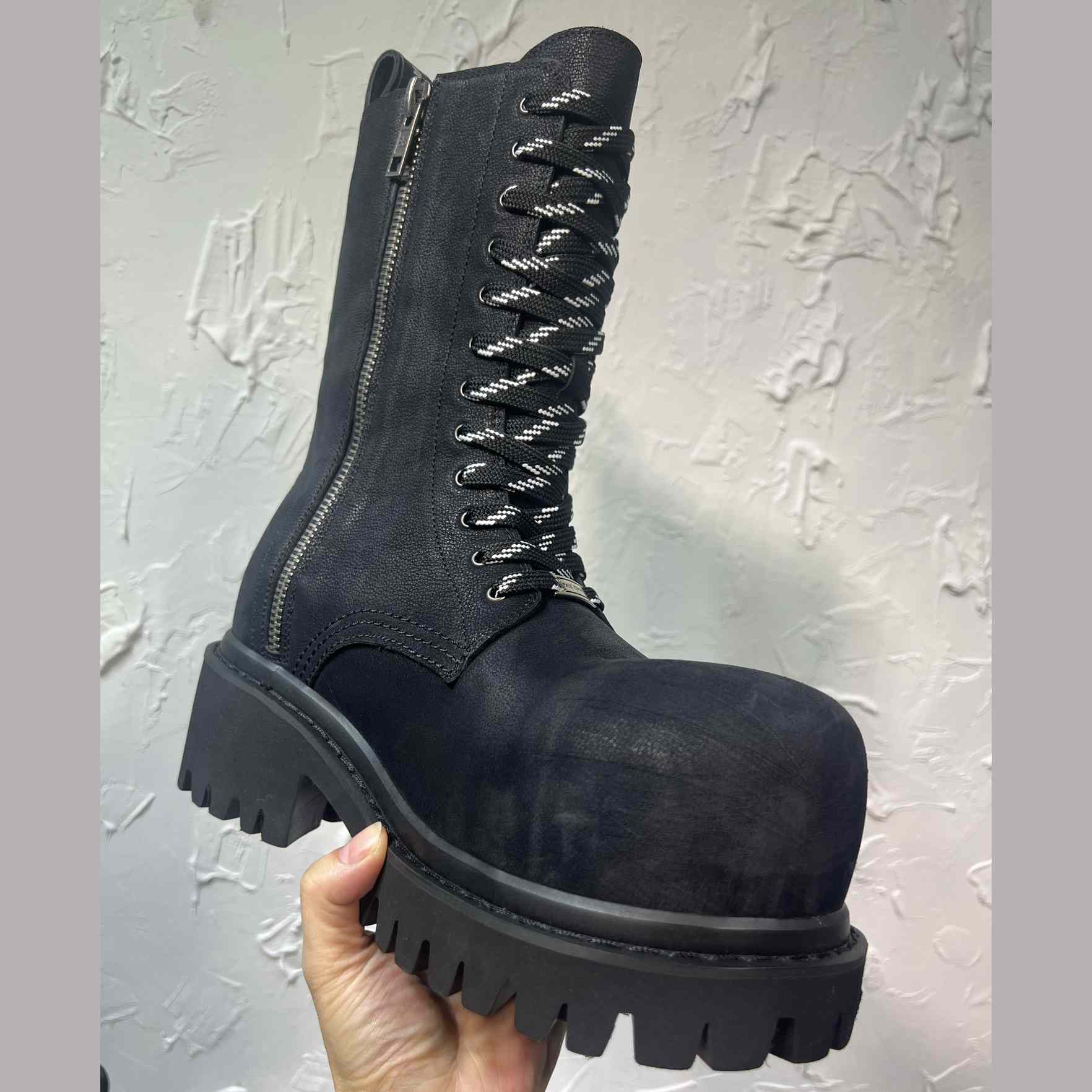 Balenciaga Stomper Zipped Bootie In Black - DopestKickz
