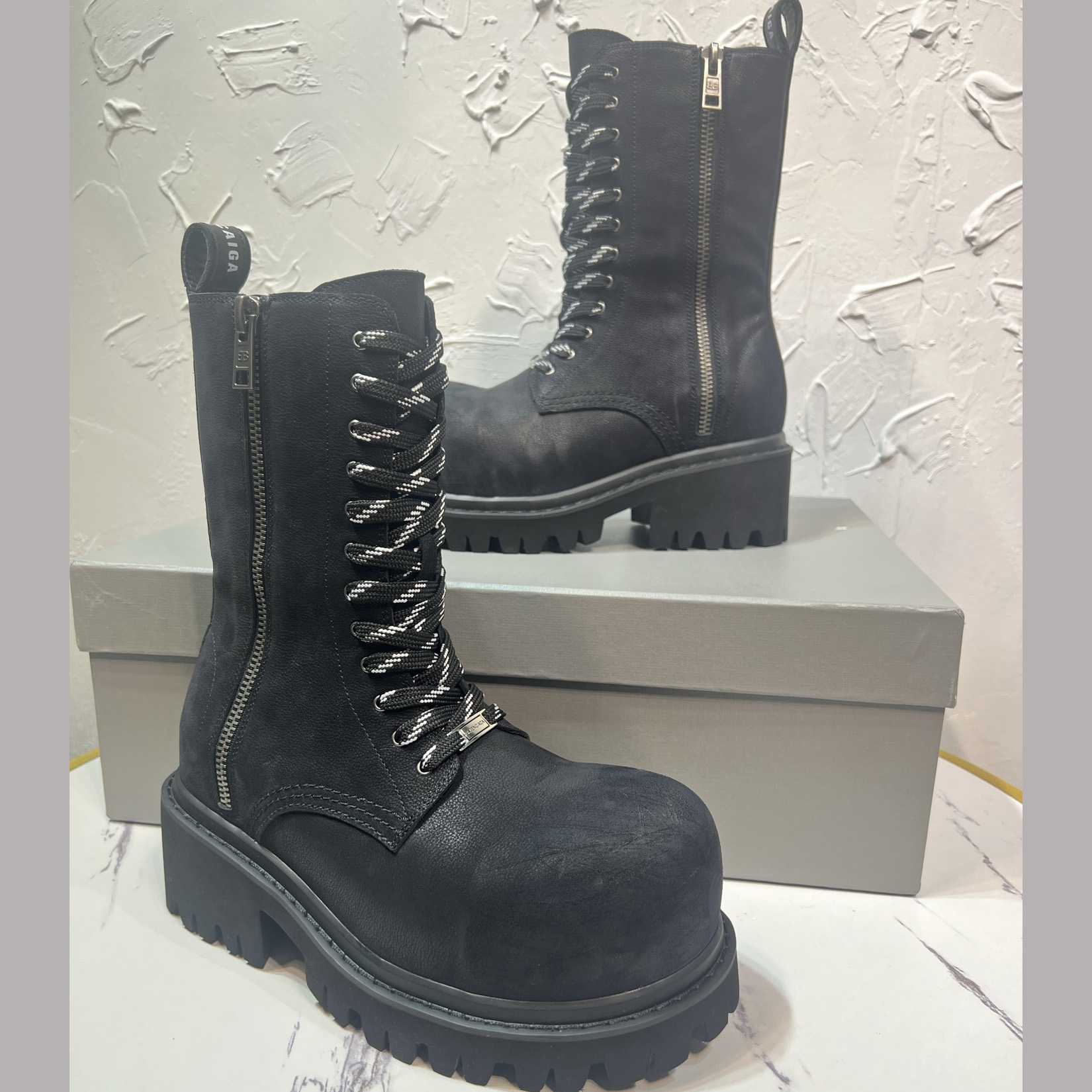 Balenciaga Stomper Zipped Bootie In Black - DopestKickz