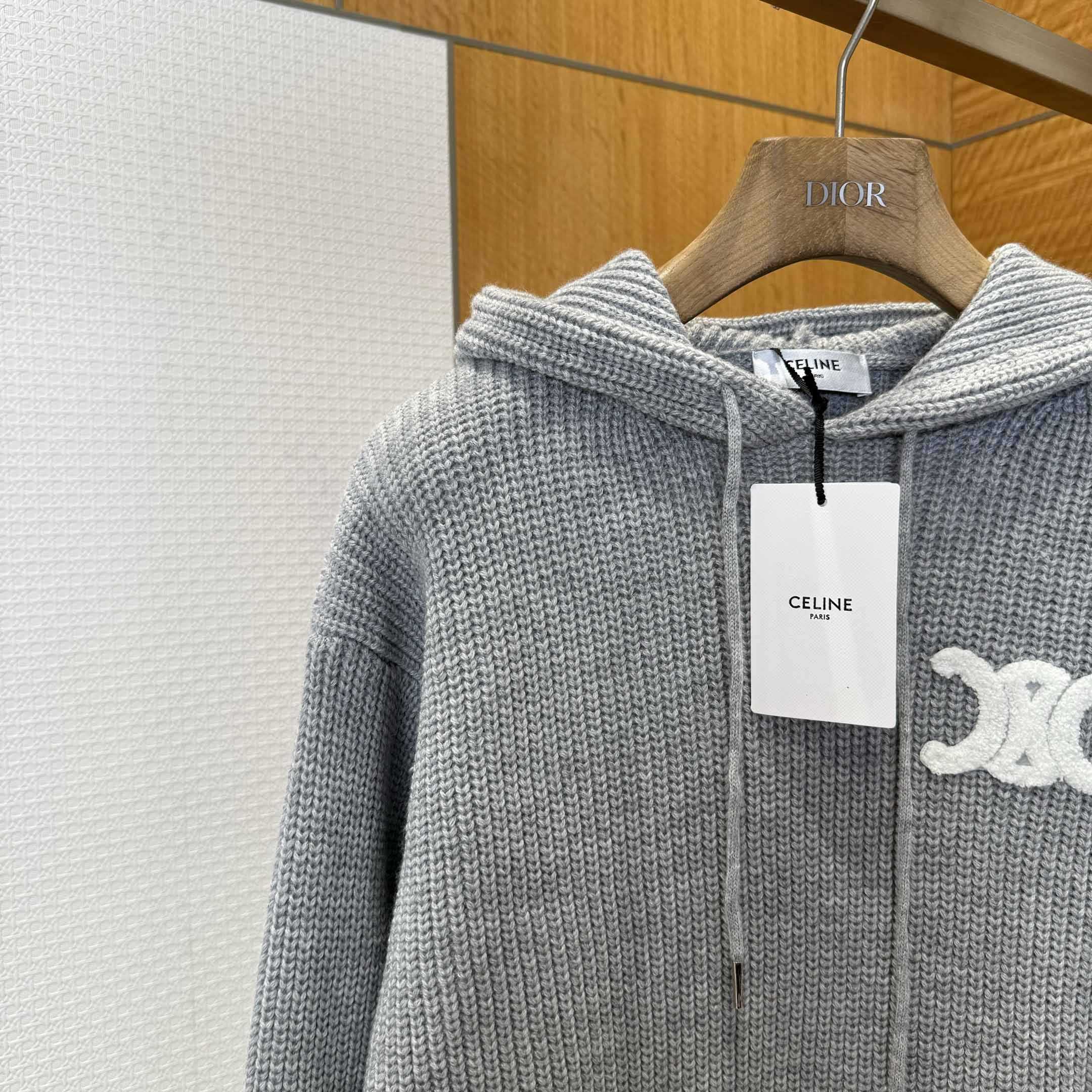 Celine Hooded Sweater In Ribbed Wool - DopestKickz