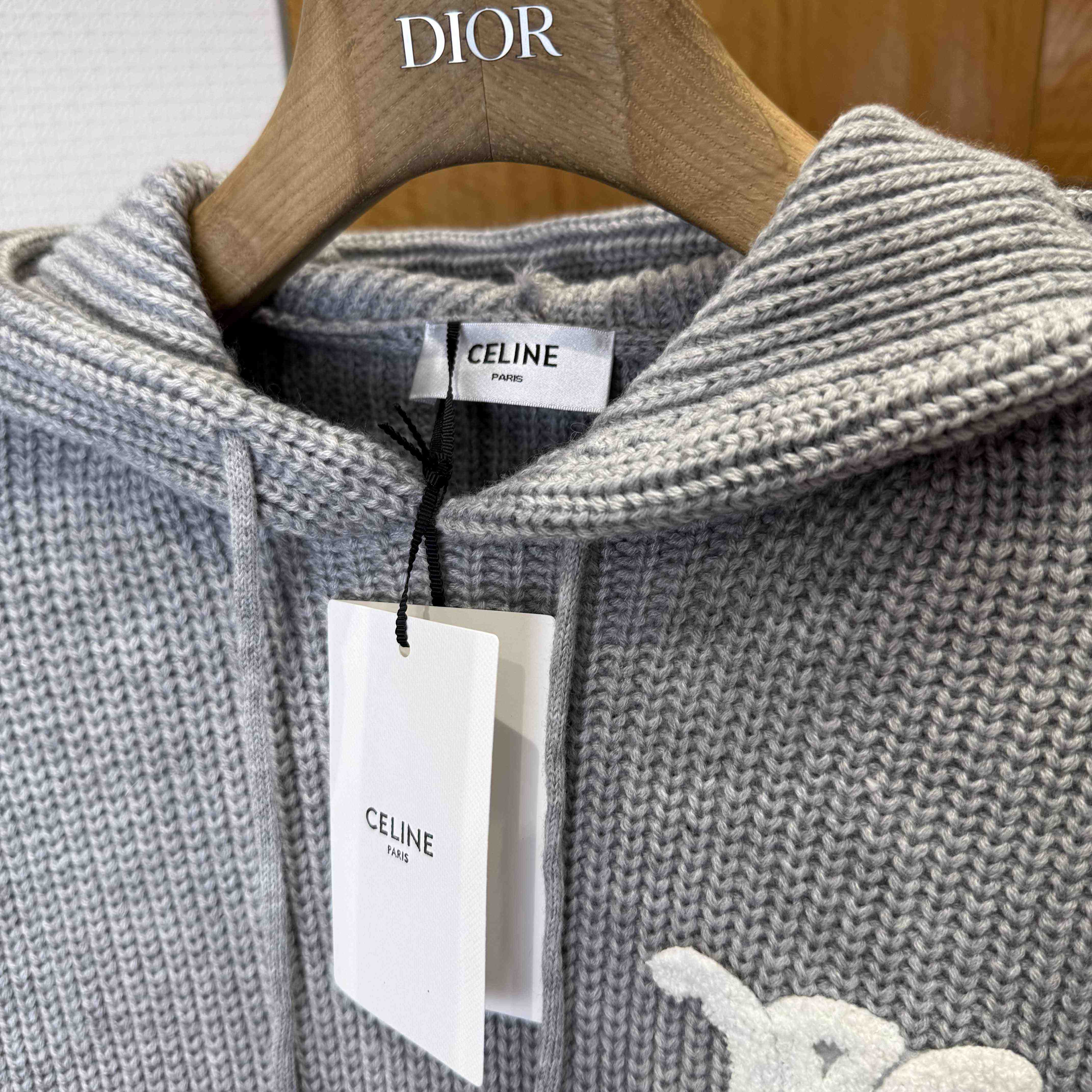 Celine Hooded Sweater In Ribbed Wool - DopestKickz