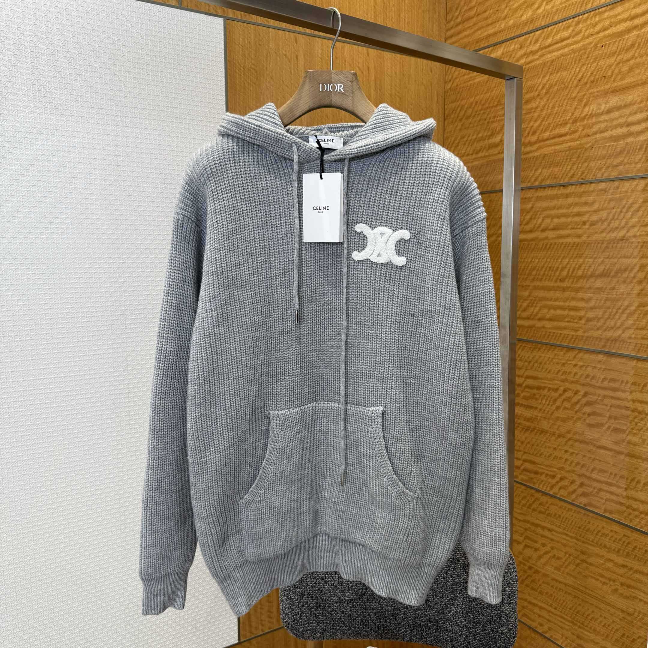 Celine Hooded Sweater In Ribbed Wool - DopestKickz