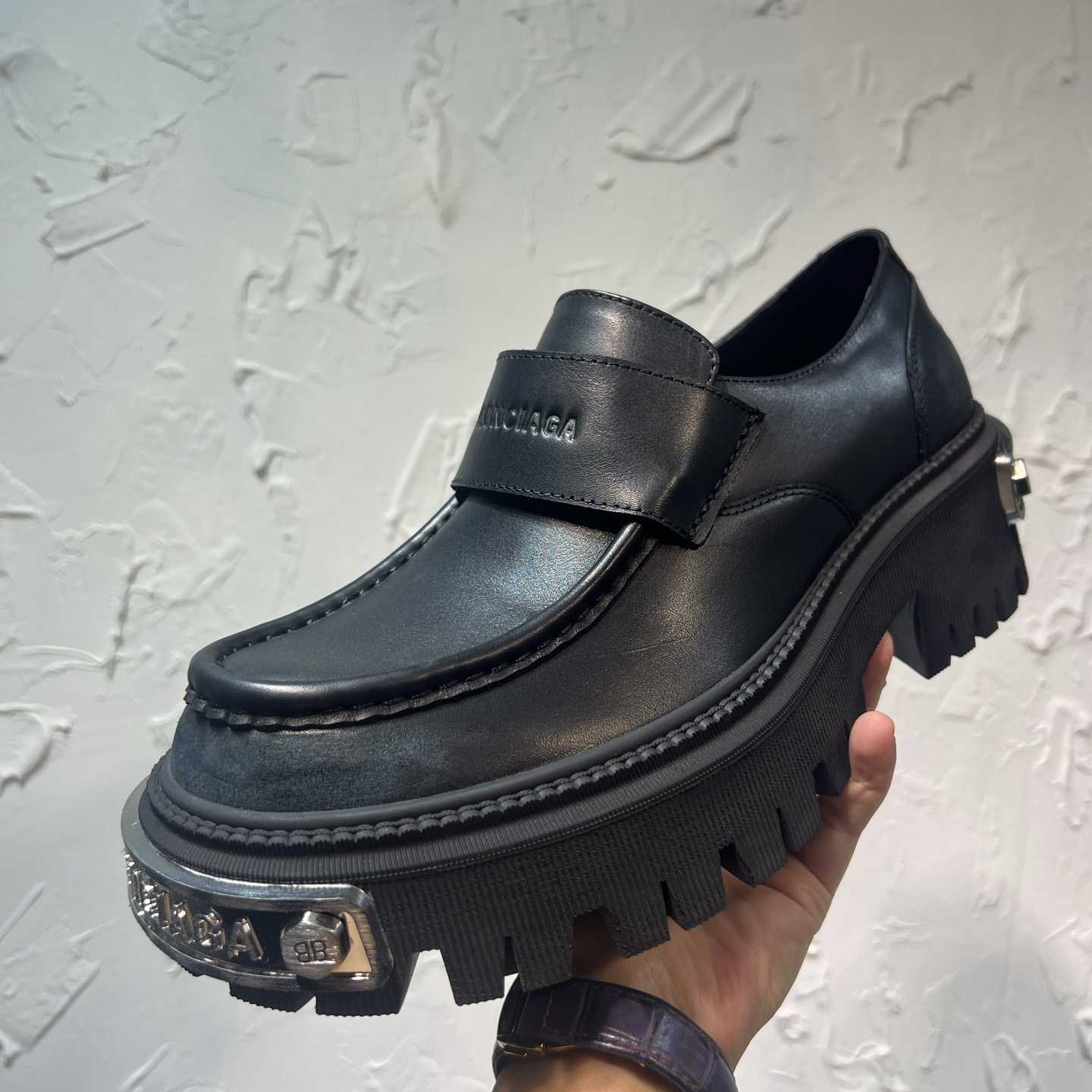 Balenciaga Tractor Loafer In Black - DopestKickz
