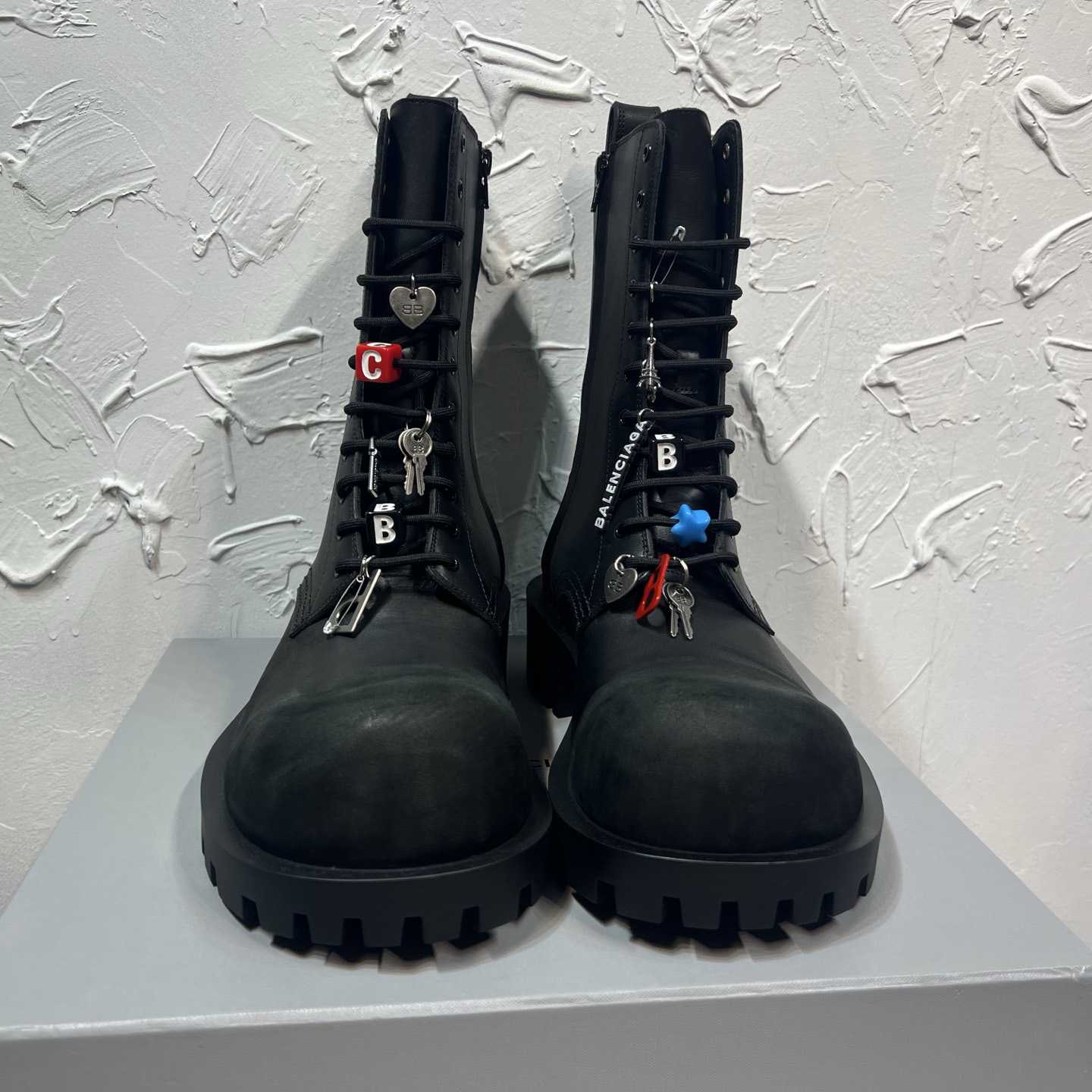 Balenciaga Hummer Lace-Up Bootie In Black - DopestKickz