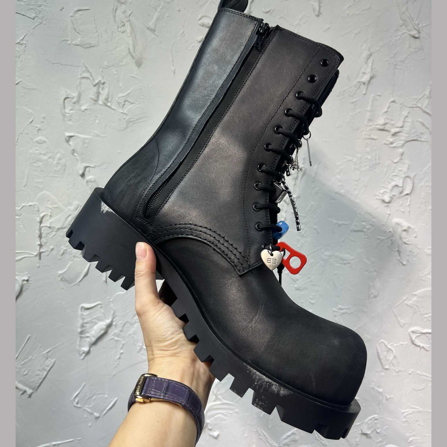 Balenciaga Hummer Lace-Up Bootie In Black - DopestKickz