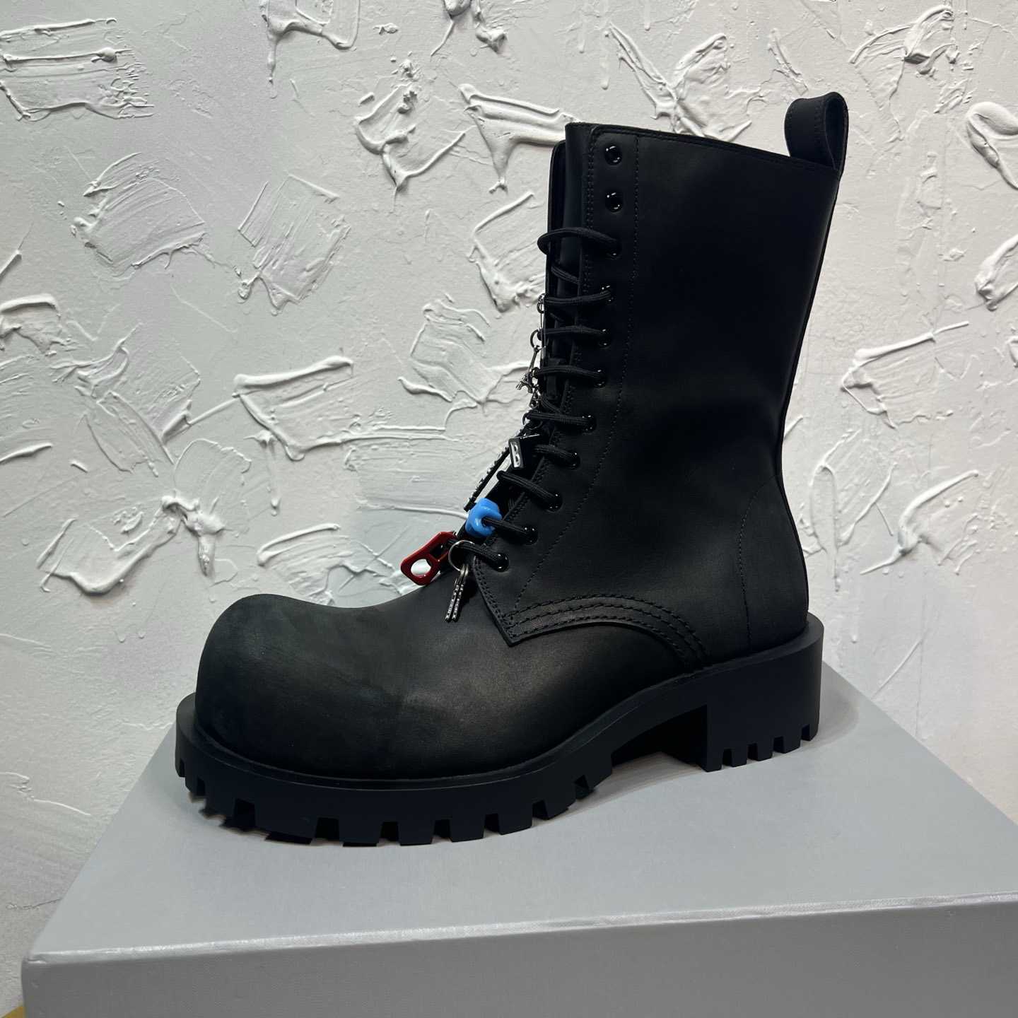 Balenciaga Hummer Lace-Up Bootie In Black - DopestKickz