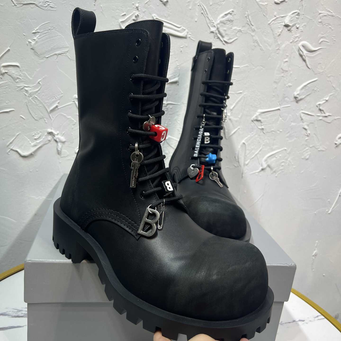 Balenciaga Hummer Lace-Up Bootie In Black - DopestKickz