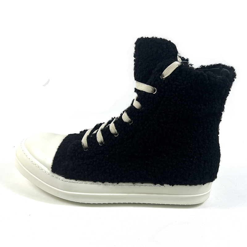 Rick Owens Fur High Top Sneakers - DopestKickz