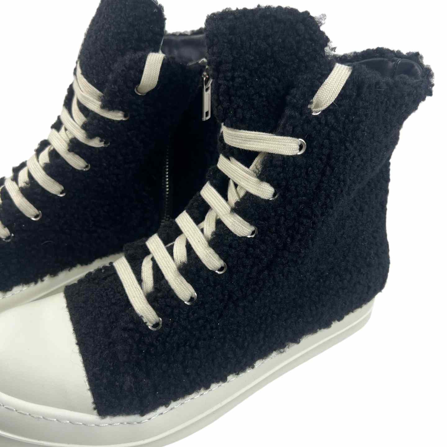 Rick Owens Fur High Top Sneakers - DopestKickz