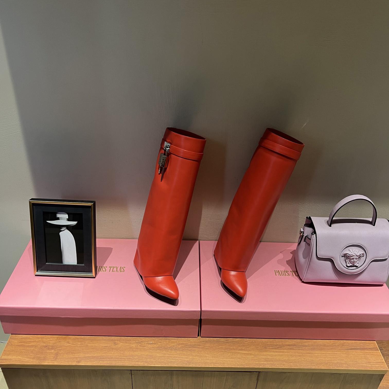 Givenchy Shark Lock Leather Knee-high Boots - DopestKickz