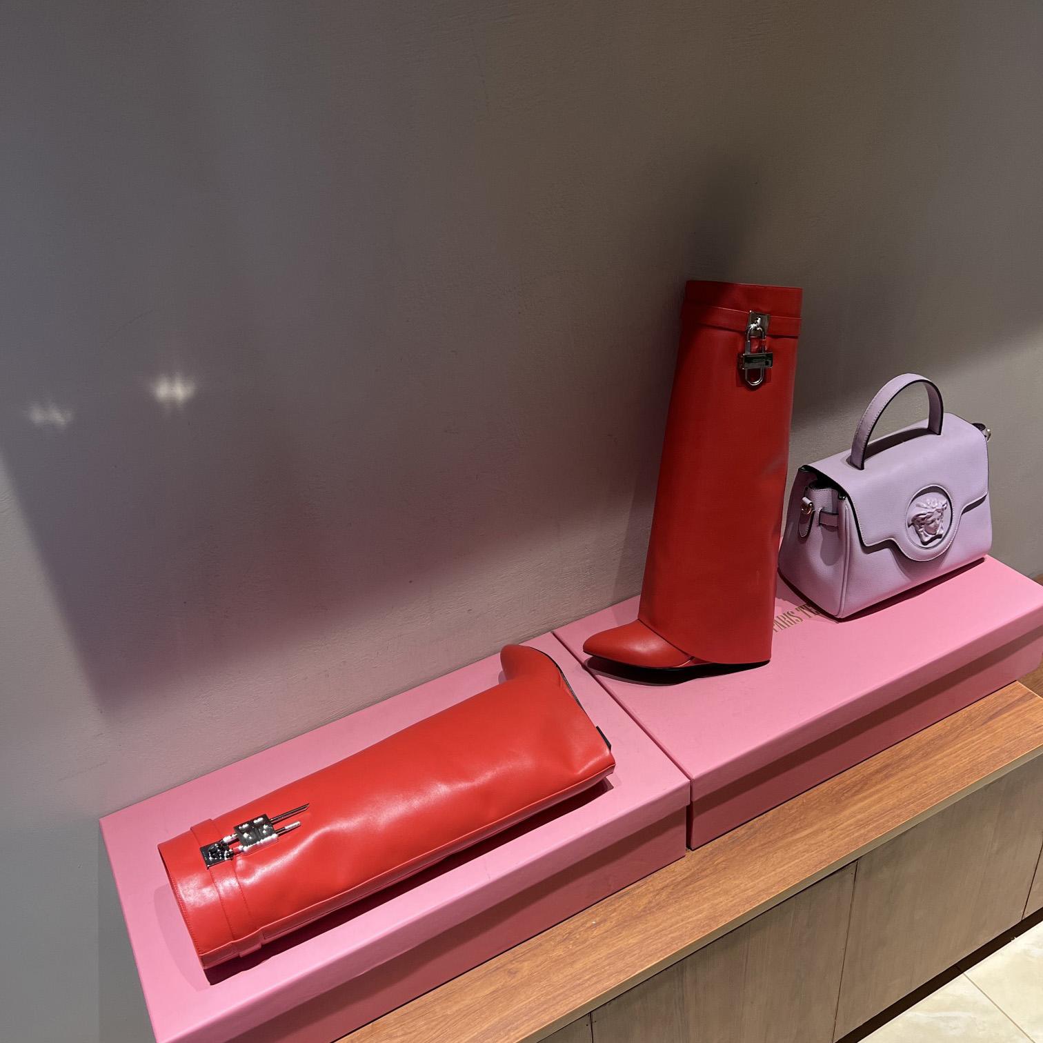 Givenchy Shark Lock Leather Knee-high Boots - DopestKickz