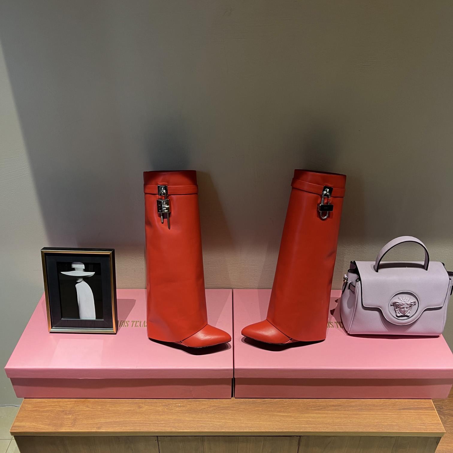 Givenchy Shark Lock Leather Knee-high Boots - DopestKickz