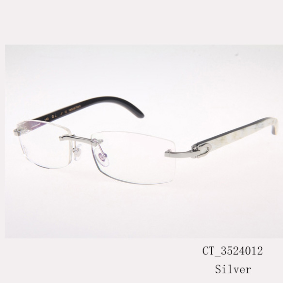 Cartier CT_3524012 White Mix Black Buffalo Eyeglasses In Silver - DopestKickz