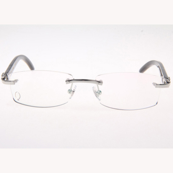 Cartier CT_3524012 White Mix Black Buffalo Eyeglasses In Silver - DopestKickz