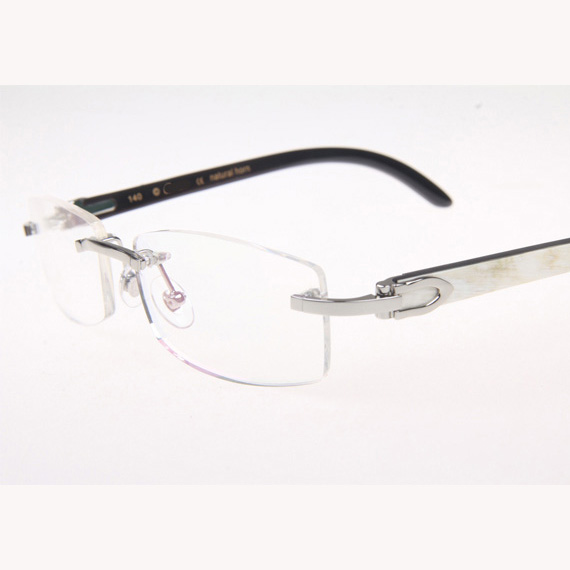 Cartier CT_3524012 White Mix Black Buffalo Eyeglasses In Silver - DopestKickz