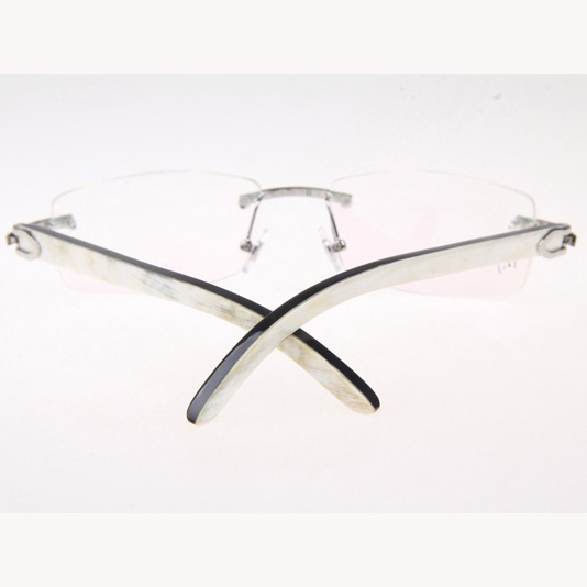 Cartier CT_3524012 White Mix Black Buffalo Eyeglasses In Silver - DopestKickz