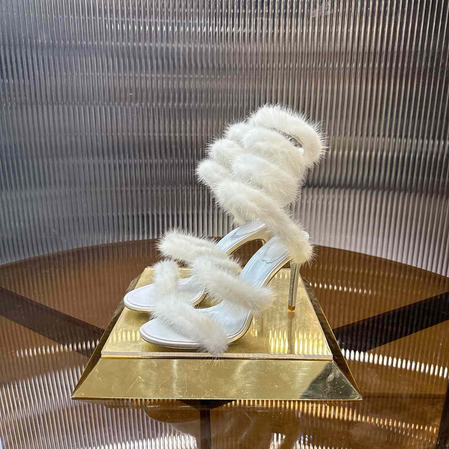 Rene Caovilla Lapin Fur-embellished 95mm Sandal   - DopestKickz