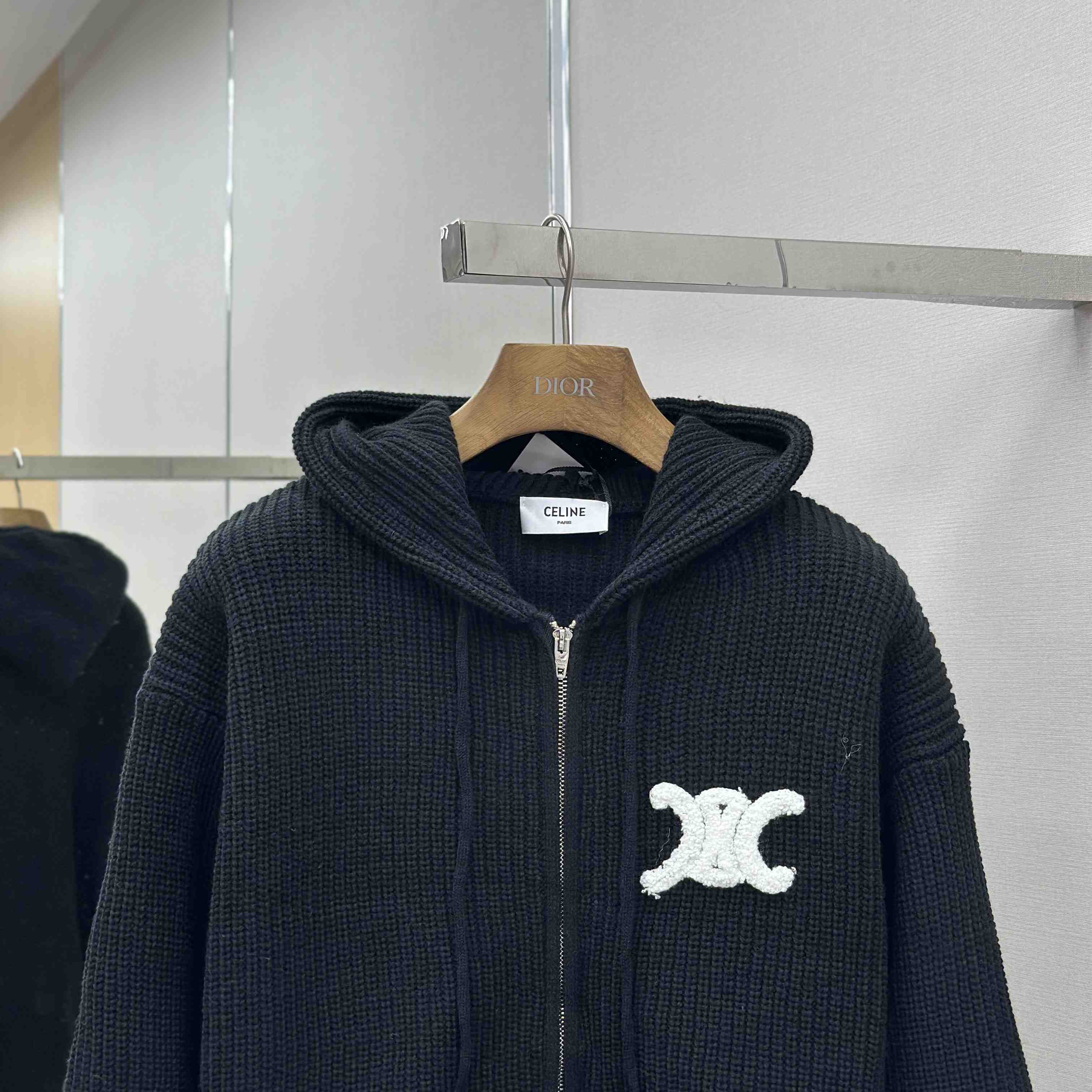 Celine Hooded Cardigan In Ribbed Wool - DopestKickz
