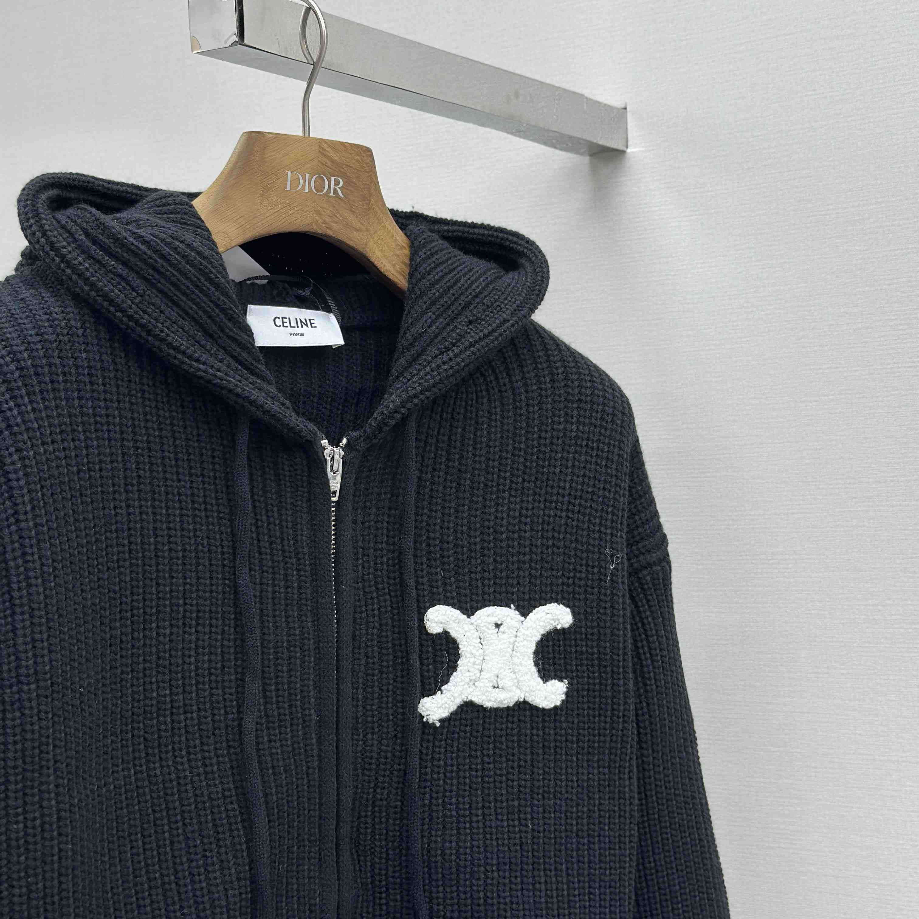 Celine Hooded Cardigan In Ribbed Wool - DopestKickz