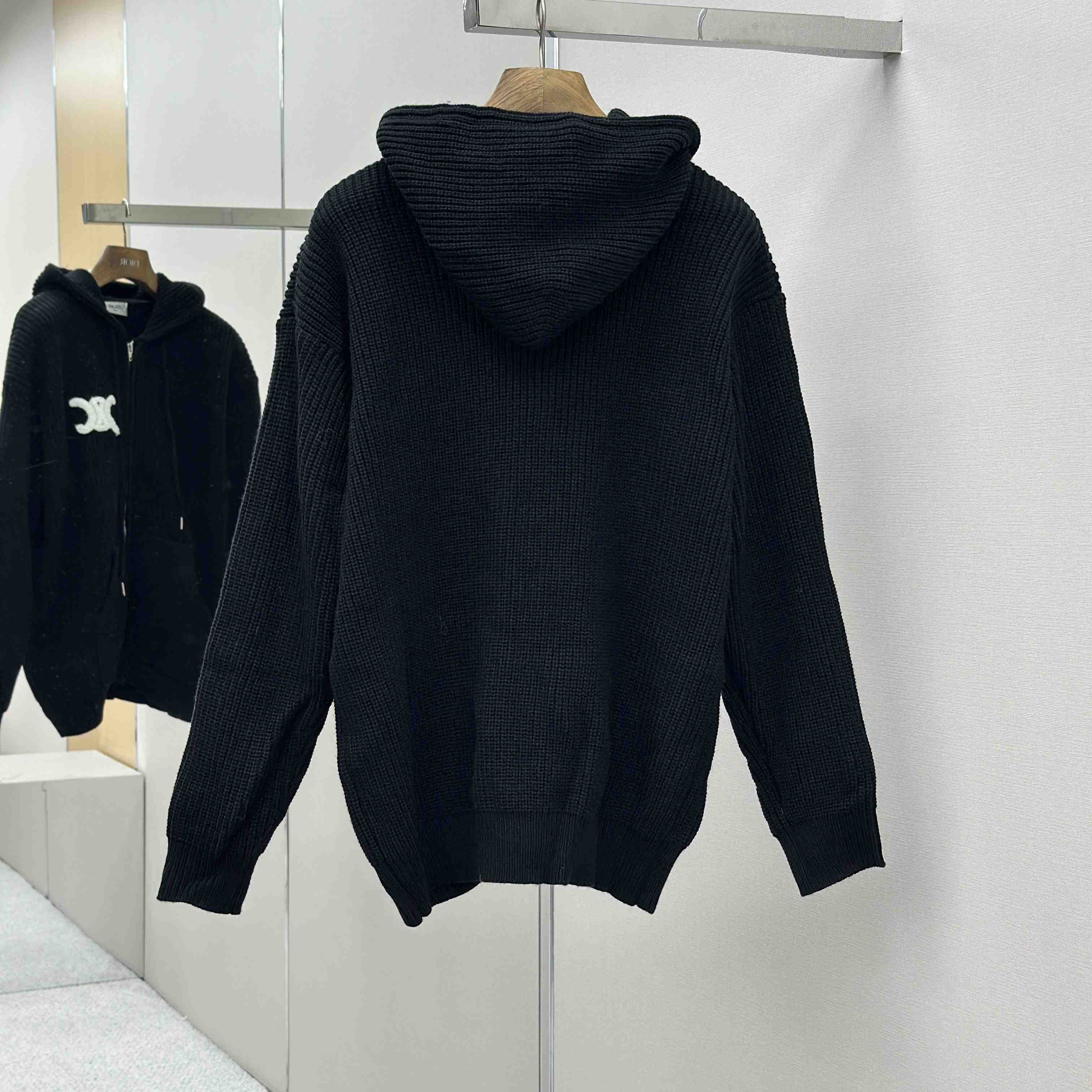 Celine Hooded Cardigan In Ribbed Wool - DopestKickz