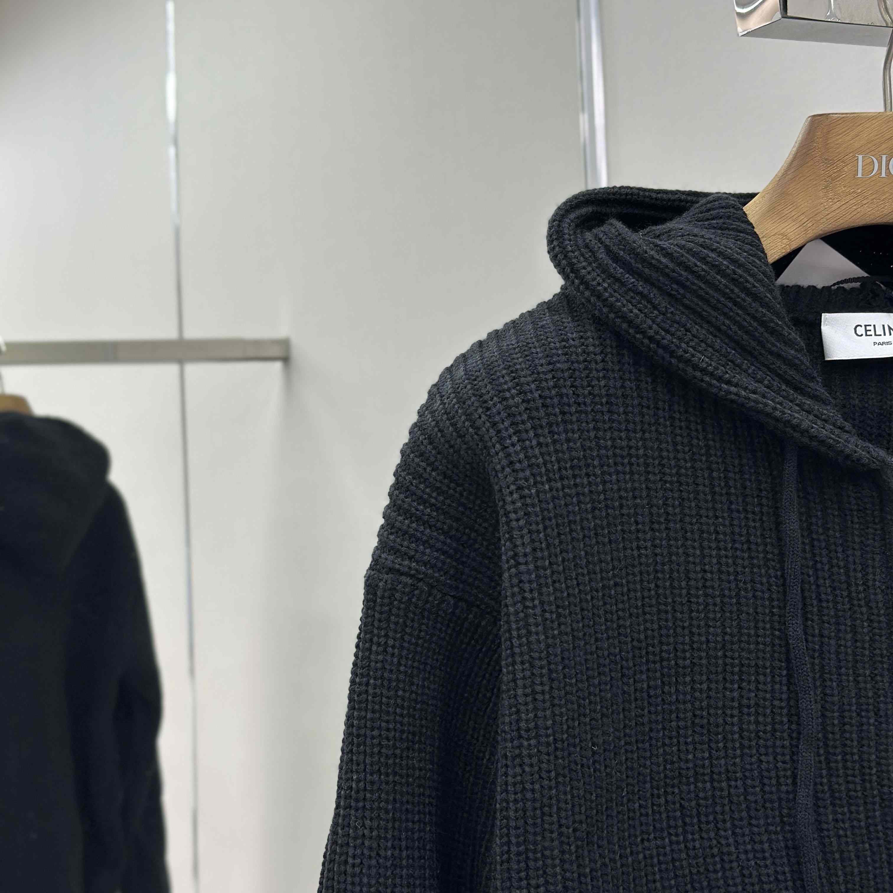 Celine Hooded Cardigan In Ribbed Wool - DopestKickz