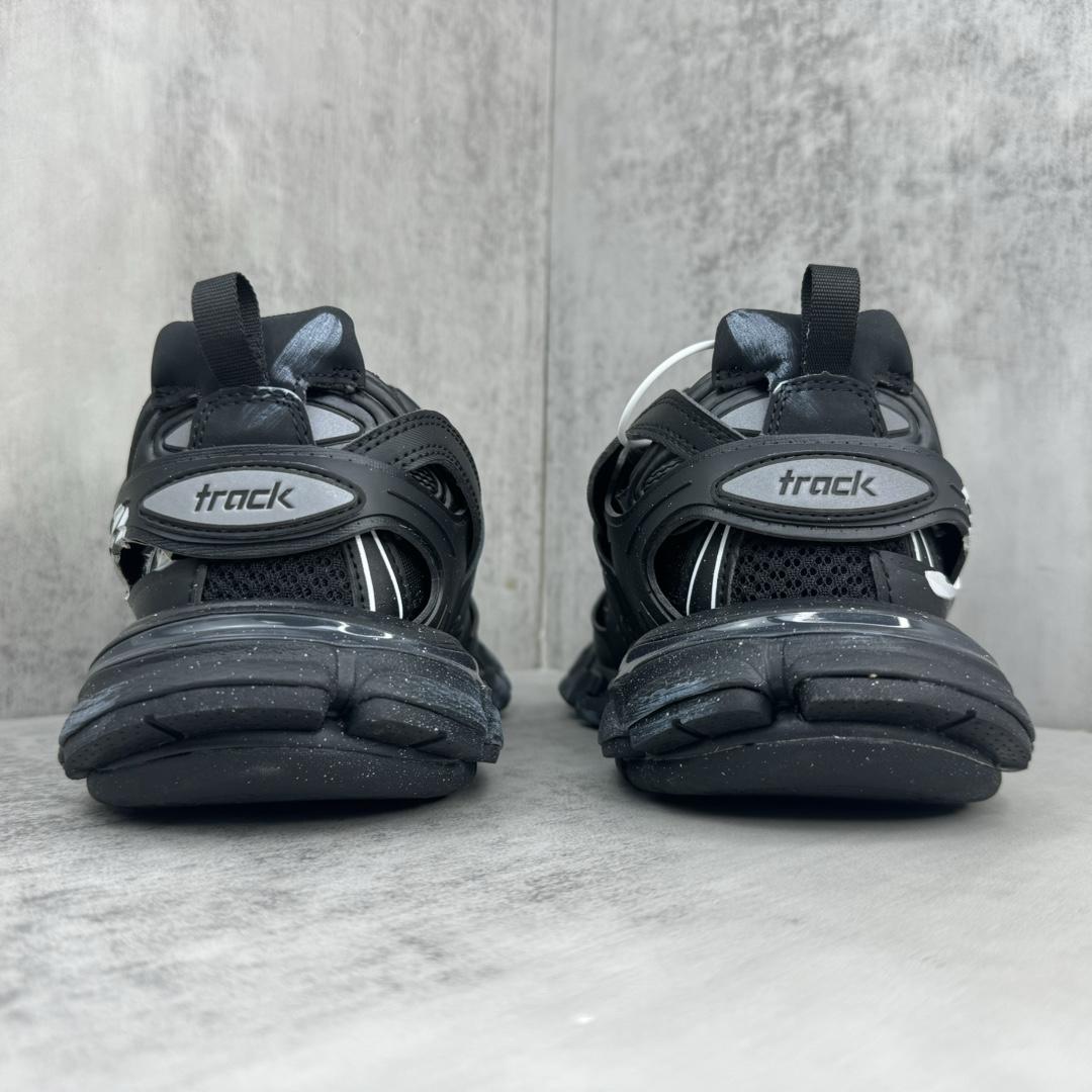 Balenciaga Track Signature Sneaker In Black And White - DopestKickz