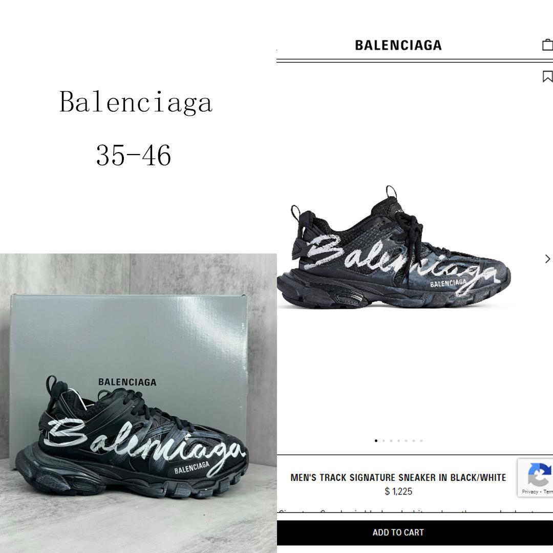 Balenciaga Track Signature Sneaker In Black And White - DopestKickz