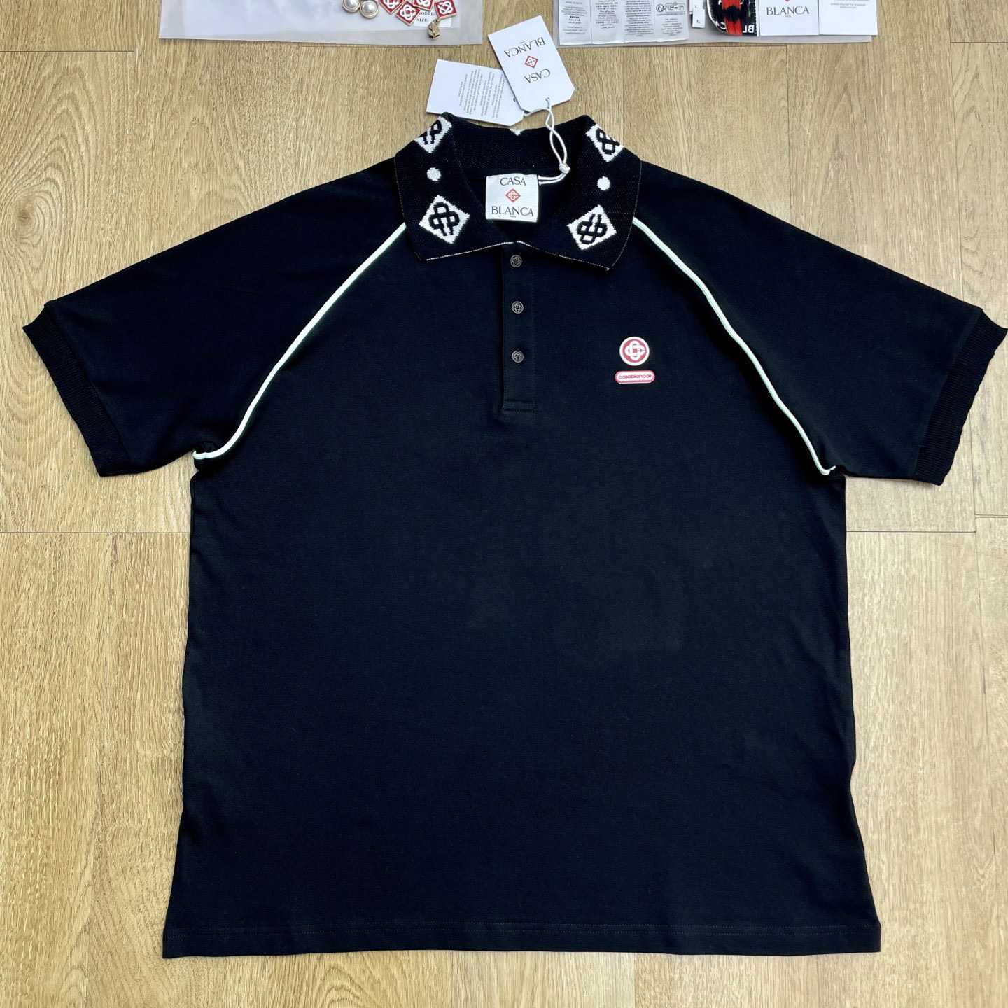 Casablanca Chenille Collar Raglan Polo Shirt   c1107 - DopestKickz