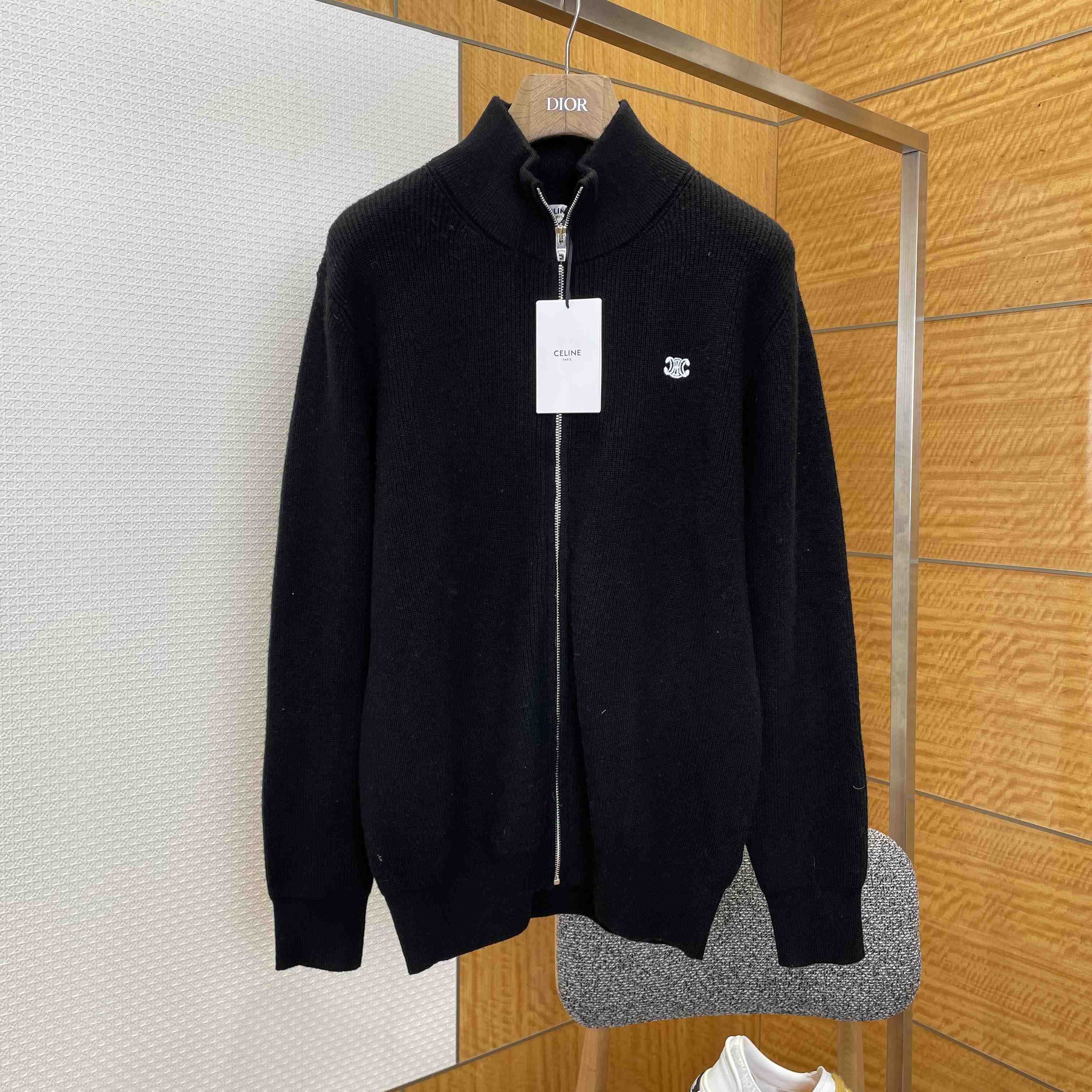 Celine Triomphe Trucker Sweater In Ribbed Wool - DopestKickz