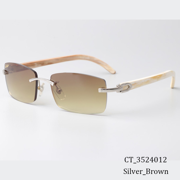 Cartier CT_3524012 White Buffalo Sunglasses In Silver Brown - DopestKickz
