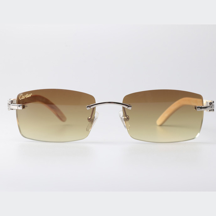 Cartier CT_3524012 White Buffalo Sunglasses In Silver Brown - DopestKickz