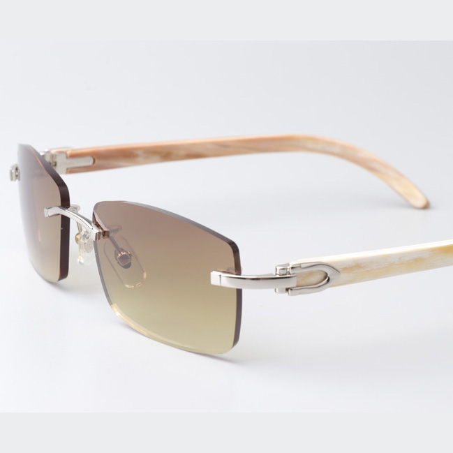 Cartier CT_3524012 White Buffalo Sunglasses In Silver Brown - DopestKickz