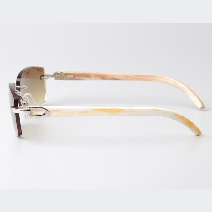 Cartier CT_3524012 White Buffalo Sunglasses In Silver Brown - DopestKickz