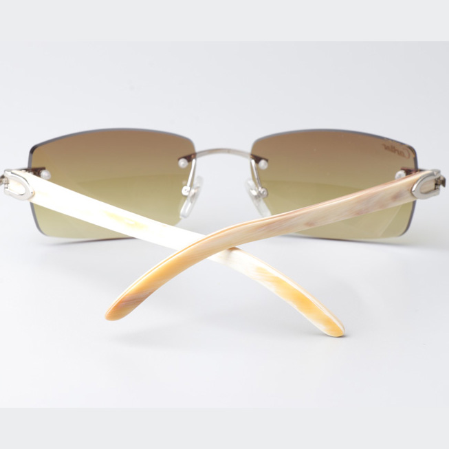 Cartier CT_3524012 White Buffalo Sunglasses In Silver Brown - DopestKickz