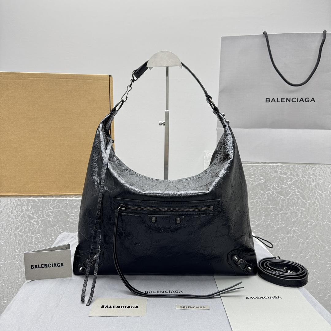 Balenciaga Le City Hobo Bag Medium In Black - DopestKickz
