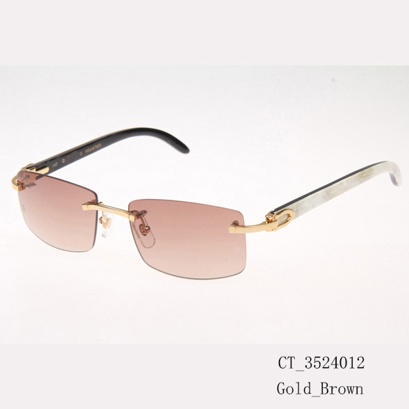 Cartier CT_3524012 White Mix Black Buffalo Sunglasses In Gold Brown - DopestKickz